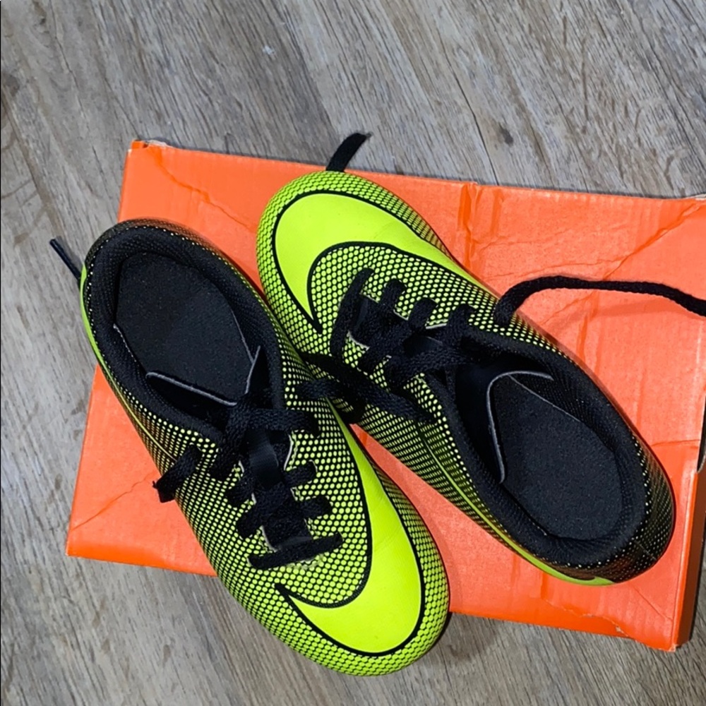 Lime Green and Black Football Cleats